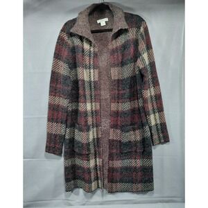 Natural Reflections Plaid Open‎ Front Duster Cardigan Med